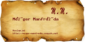 Móger Manfréda névjegykártya